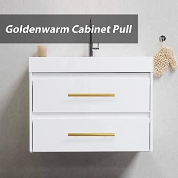 goldenwarm Pack of 15 Brushed Brass Cabinet Door Handles Pulls for Cabinet 3inch Gold Drawer Handles - LS201GD76 Kitchen Hardware Bathroom Cabinet Door Pulls, 5 inch Overall Length