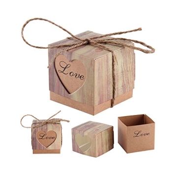 VGOODALL 50PCS Wedding Favor Boxes with Twine Decorations