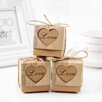 VGOODALL 50PCS Wedding Favor Boxes with Twine Decorations