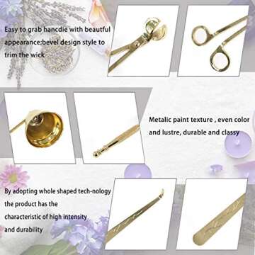 3 in 1 Candle Accessory Set, Candle Wick Trimmer, Candle Wick Dipper, Candle Wick Snuffer, Candle Cutter Candle Care Tools Gift for Scented Candles Lovers