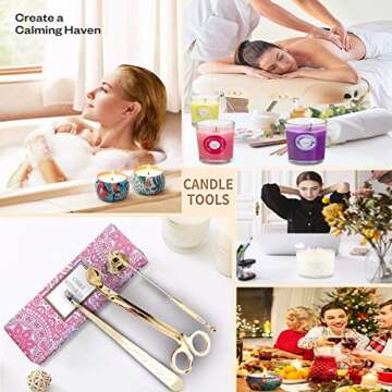 3 in 1 Candle Accessory Set, Candle Wick Trimmer, Candle Wick Dipper, Candle Wick Snuffer, Candle Cutter Candle Care Tools Gift for Scented Candles Lovers