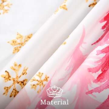 CROWNED BEAUTY Christmas Tree Skirt Collar 48 Inch Pink Xmas Trees Snowflakes Soft Farmhouse Xmas Holiday Decoration (White) TS16