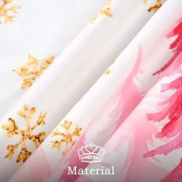 CROWNED BEAUTY Christmas Tree Skirt Collar 48 Inch Pink Xmas Trees Snowflakes Soft Farmhouse Xmas Holiday Decoration (White) TS16