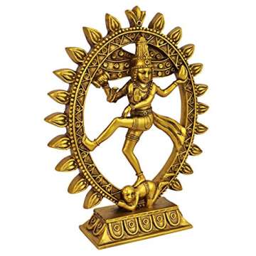 Design Toscano Dancing Shiva Nataraja Indian Hindu Statue, Small Size, 6 inches Wide, 8 inches Tall, Cast Stone Resin, Antique Gold Finish