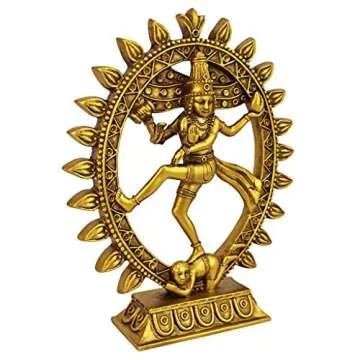 Design Toscano Dancing Shiva Nataraja Indian Hindu Statue, Small Size, 6 inches Wide, 8 inches Tall, Cast Stone Resin, Antique Gold Finish