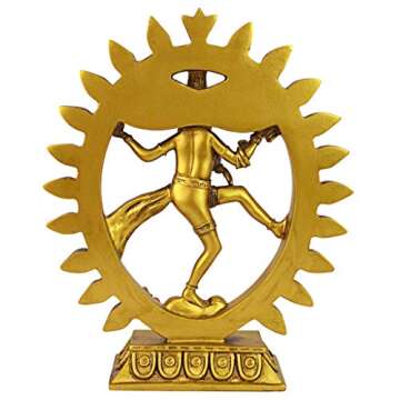 Design Toscano Dancing Shiva Nataraja Indian Hindu Statue, Small Size, 6 inches Wide, 8 inches Tall, Cast Stone Resin, Antique Gold Finish
