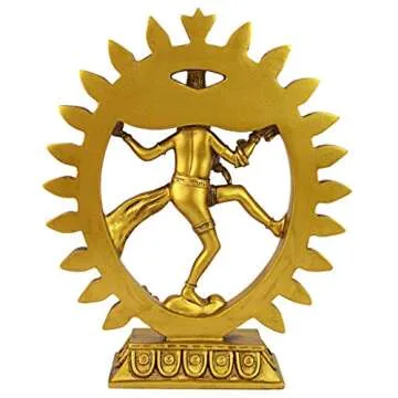 Design Toscano Dancing Shiva Nataraja Indian Hindu Statue, Small Size, 6 inches Wide, 8 inches Tall, Cast Stone Resin, Antique Gold Finish