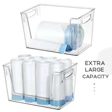 Extra Large Trash Bag Holder, Acrylic Garbage Bag Holder Dispenser with Lid for Kitchen and Under Sink