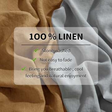 LBR02M 100% Linen Sheet Set King Size,Bed Sheets 4 Piece Sets,Solid Color Natural Flax Bed Sheets Soft Breathable Bedding,16" Deep Pocket,All Season (King, Rust)