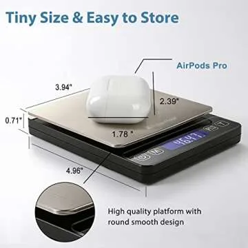 KitchenTour Digital Kitchen Scale - 500g High Accuracy Multifunction Scale for Food Jewelry Lab