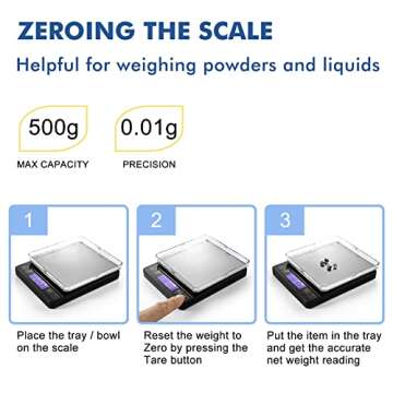 KitchenTour Digital Kitchen Scale with LCD Display 500g