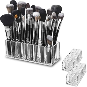 byAlegory Acrylic Makeup Beauty Brush Organizer | 24 Space Cosmetic Storage (CLEAR)