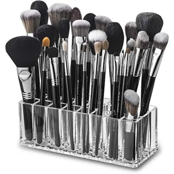 byAlegory Acrylic Makeup Beauty Brush Organizer | 24 Space Cosmetic Storage (CLEAR)
