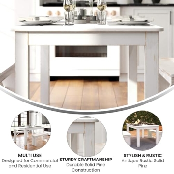 Merrick Lane Solid Wood Dining Table Seats 6 Rustic Charm