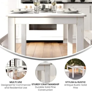 Merrick Lane Solid Wood Dining Table Seats 6 Rustic Charm