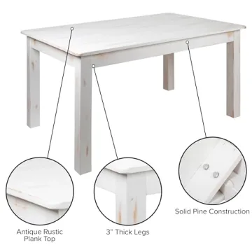 Merrick Lane Solid Wood Dining Table Seats 6 Rustic Charm