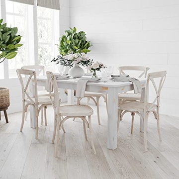 Merrick Lane Solid Wood Dining Table Seats 6 Rustic Charm