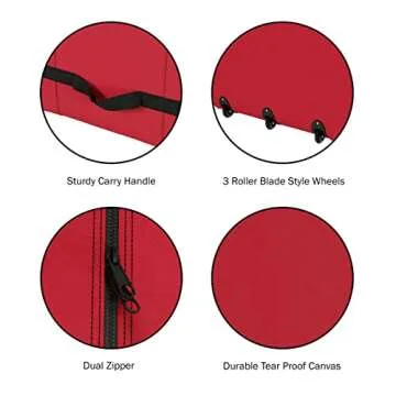 Christmas Tree Storage Bag with Wheels - Canvas Duffel for 12-Foot Fake Trees and Protecting Holiday Decorations and Inflatables by Elf Stor (Red)