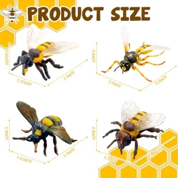 Charming 4 Pcs Bee Figurine Set for Play & Decor