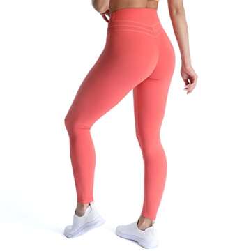 Aoxjox High Waisted Workout Leggings for Women Scrunch Tummy Control Luna Buttery Soft Yoga Pants 26" (Spiced Coral, Medium)