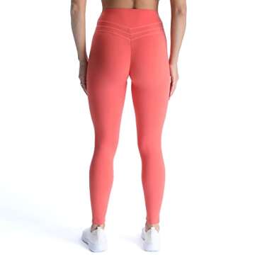 Aoxjox High Waisted Workout Leggings for Women Scrunch Tummy Control Luna Buttery Soft Yoga Pants 26" (Spiced Coral, Medium)