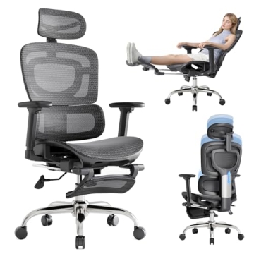 Ergonomic Office Chair, Breathable Mesh Chair with Adaptive Lumbar Support, 3D Headrest, Armrests, R...
