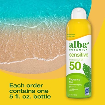 Alba Botanica Sensitive SPF 50 Sunscreen Spray Fragrance-Free