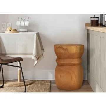 Uziass Natural Wooden Tree Stump Stool Side Table