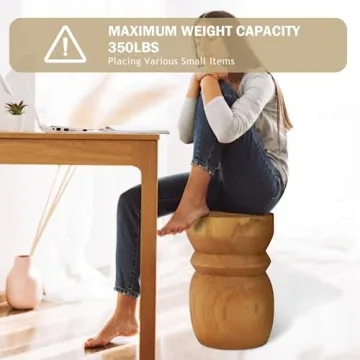 Uziass Natural Wooden Tree Stump Stool Side Table