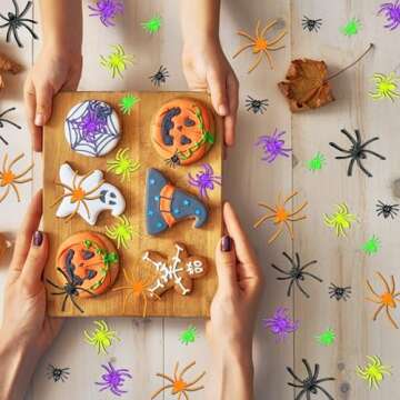 VOVEA Colorful Plastic Spiders for Halloween 120PCS