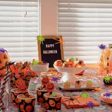 VOVEA Colorful Plastic Spiders for Halloween 120PCS