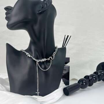 Irregular Necklace Y2k Collar Chain Black Pendant Star Splice Fashion Style Trend Retro