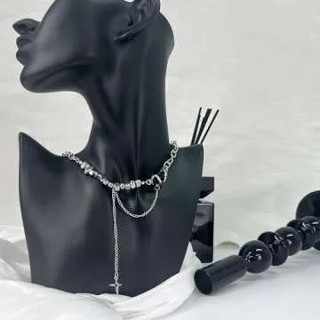 Irregular Necklace Y2k Collar Chain Black Pendant Star Splice Fashion Style Trend Retro