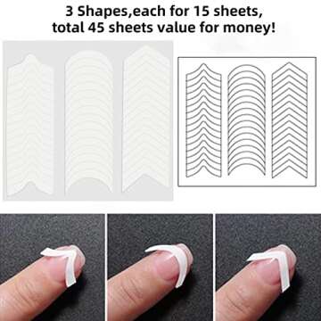 2000 Pieces French Manicure Nail Art Stickers, Self-Adhesive Nail Tips Guides for DIY Decoration Ste...