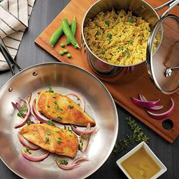 Tramontina Tri-Ply Clad Stainless Steel 14-Piece Cookware Set with Glass Lids, Pots and Pans Kitchen Set, Induction-Ready, Dishwasher-Safe, NSF-Certified, Made in Brazil