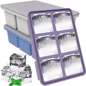 Mossime Large Ice Cube Molds: Square Whiskey Silicone Ice Cube Trays With Lid - 3pack Old Fashioned Big Silicone Ice Cube Tray for Cocktail - 2inch Easy Release Ice Cube Maker For Freezer