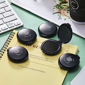 5 Pieces Fingerprint Ink Pads Thumbprint Ink Pads Black Ink Pad Stamp Pad for Office Notary Supplies Identification Notary Security ID Fingerprint Cards Law Enforcement Kit