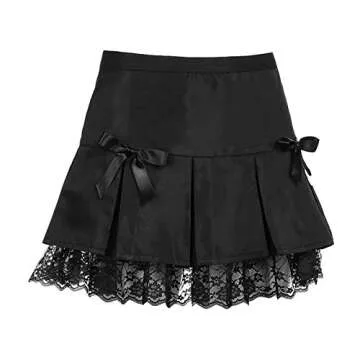 Chic Women Lace Patchwork Mini Pleated Skirt