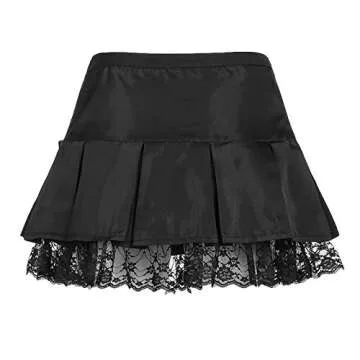 Chic Women Lace Patchwork Mini Pleated Skirt