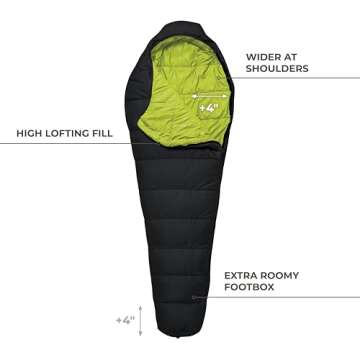 TETON Sports LEEF Ultralight Mummy Sleeping Bag Perfect for Backpacking, Hiking, and Camping; 3-4 Se...