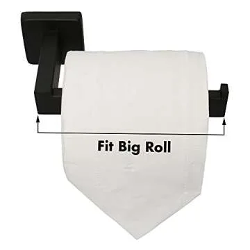 TocTen Toilet Paper Holder-Bathroom Tissue Holder Fit Big Roll Paper, Made of Thicken SUS 304 Stainless Steel, Square Paper Roll Holder Wall Mount Suitable for Bathroom, Kitchen, Office (Black, 6.5)