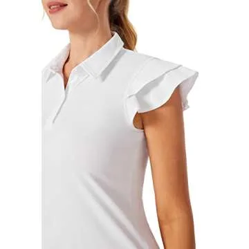 Stylish Women's Golf Shirt Flutter Sleeveless Quick-Dry Polo