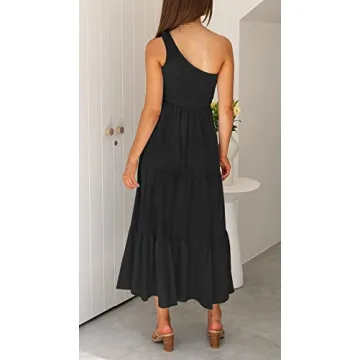 ZESICA Bohemian Floral One Shoulder Midi Dress - Beach Elegance