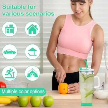 AiHeart Glass Tumbler with Lid and Straws,40oz Glass Cup with Handle,Drinking Glasses with Silicone Coaster,Glass Water Cup,Smoothie Cup,Beer Cup,Ice Coffee Cup,Fits In Cup Holder(Green)