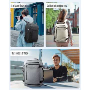 LIGHT FLIGHT Travel Backpack, TSA Friendly Flight Approved Carry on Backpack Water-resistant Lightwe...