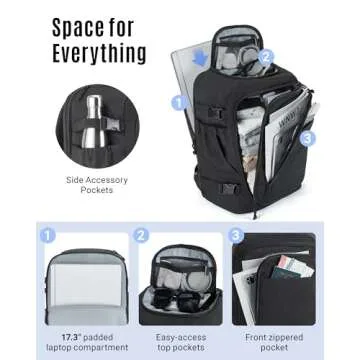 LIGHT FLIGHT Travel Backpack, TSA Friendly Flight Approved Carry on Backpack Water-resistant Lightweight Business Large Weekender Bag Casual Daypack 17.3" Laptop Backpack for Men Women,Grey