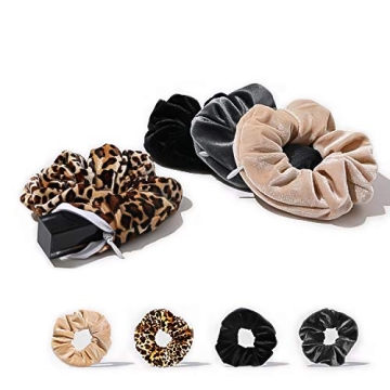 Velvet Scrunchies with Hidden Zipper - Stylish & Practical Hair Accessories