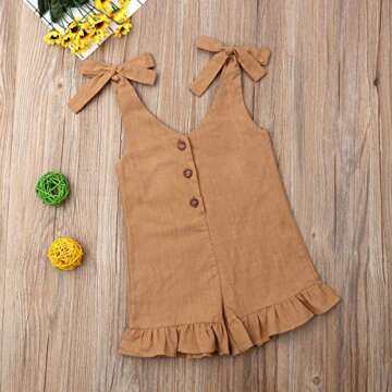 GOOCHEER Toddler Kids Baby Girl Summer Clothes Solid Strap Romper Bodysuit Jumpsuit Playsuit Overall...