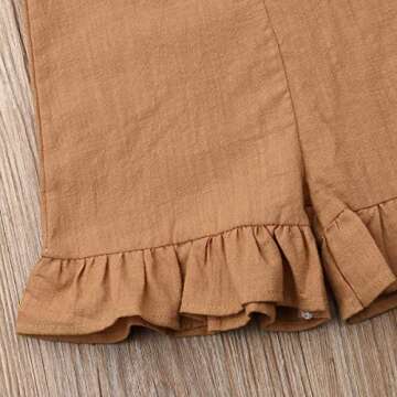 GOOCHEER Toddler Kids Baby Girl Summer Clothes Solid Strap Romper Bodysuit Jumpsuit Playsuit Overalls Outfit (Brown, 2-3T)