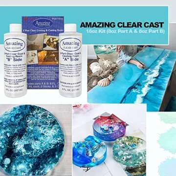 Amazing Clear Cast Epoxy Resin Kit Deep Pour Epoxy Resin by Alumilite, 20x Disposable Plastic Resin Mixing Cups, Pixiss Mixing Sticks Bundle